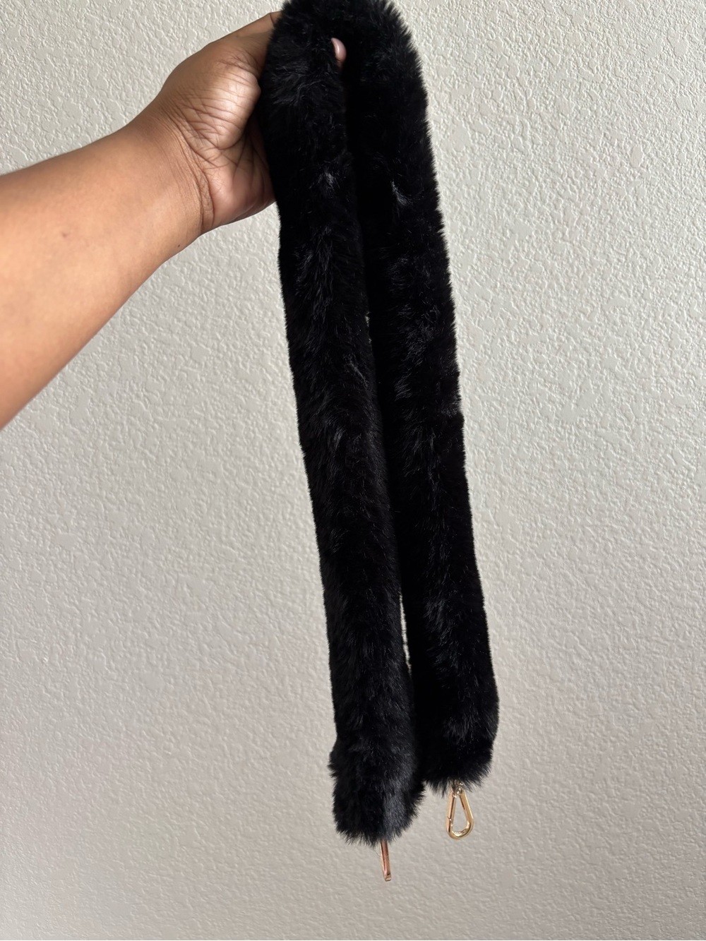 Black Faux Fur Bag Strap